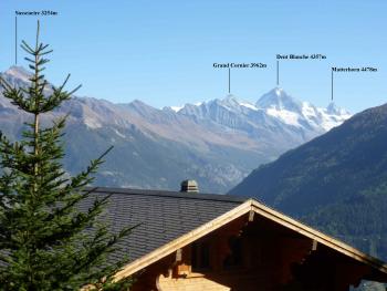Ferienwohnung Schweiz Wallis, FeWo im viertgrößten Skigebiet der Welt, 4 Vallées, 1800 m, mit Matterhornblick