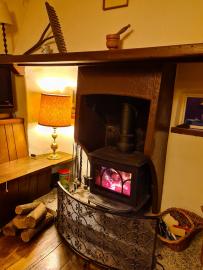 Wohnzimmer Casa Falmenta mit Holzofen