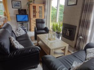 Wohnzimmer mit SAT-TV und Kamin